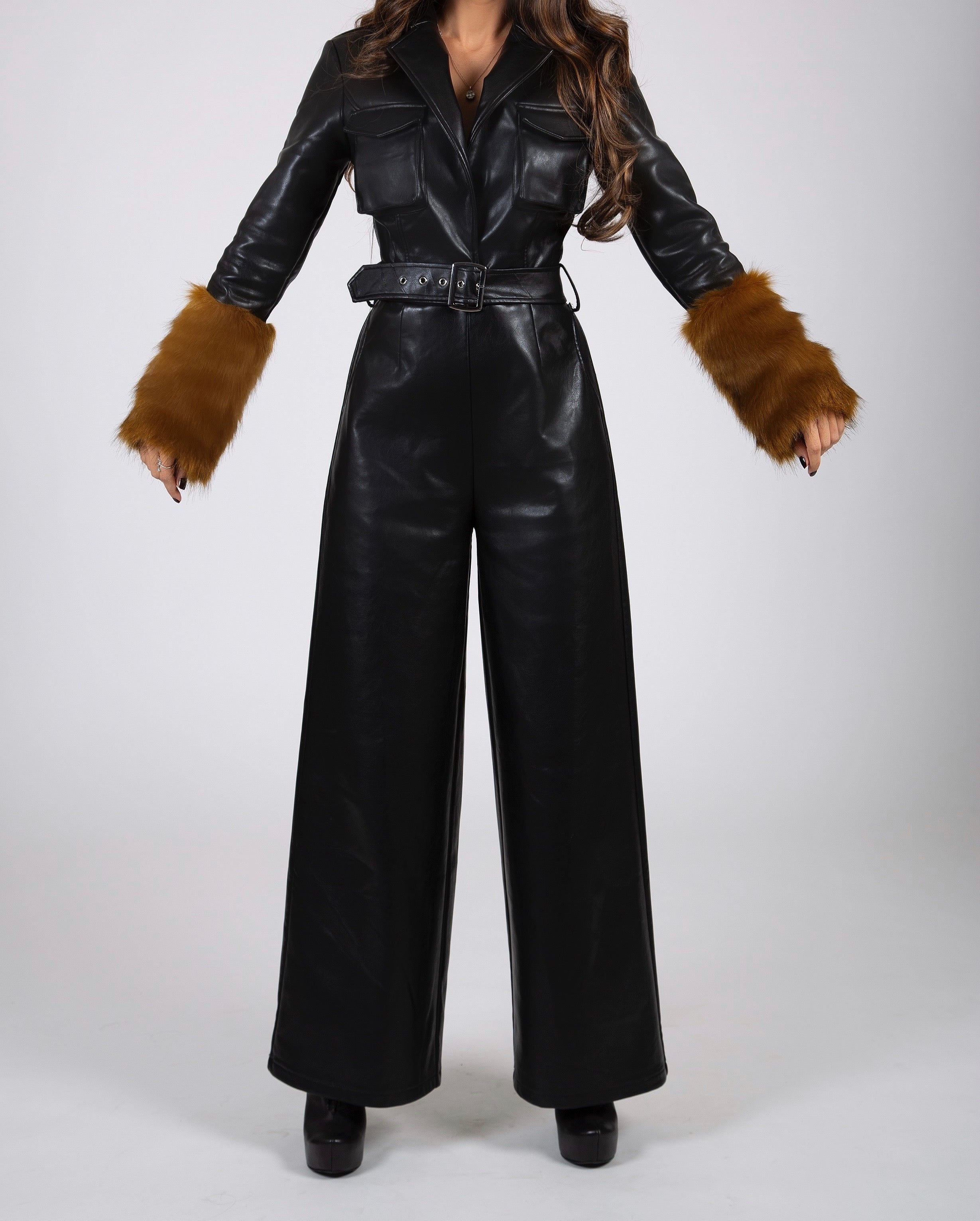 MOMMY & ME AZA LEATHER JUMPSUIT