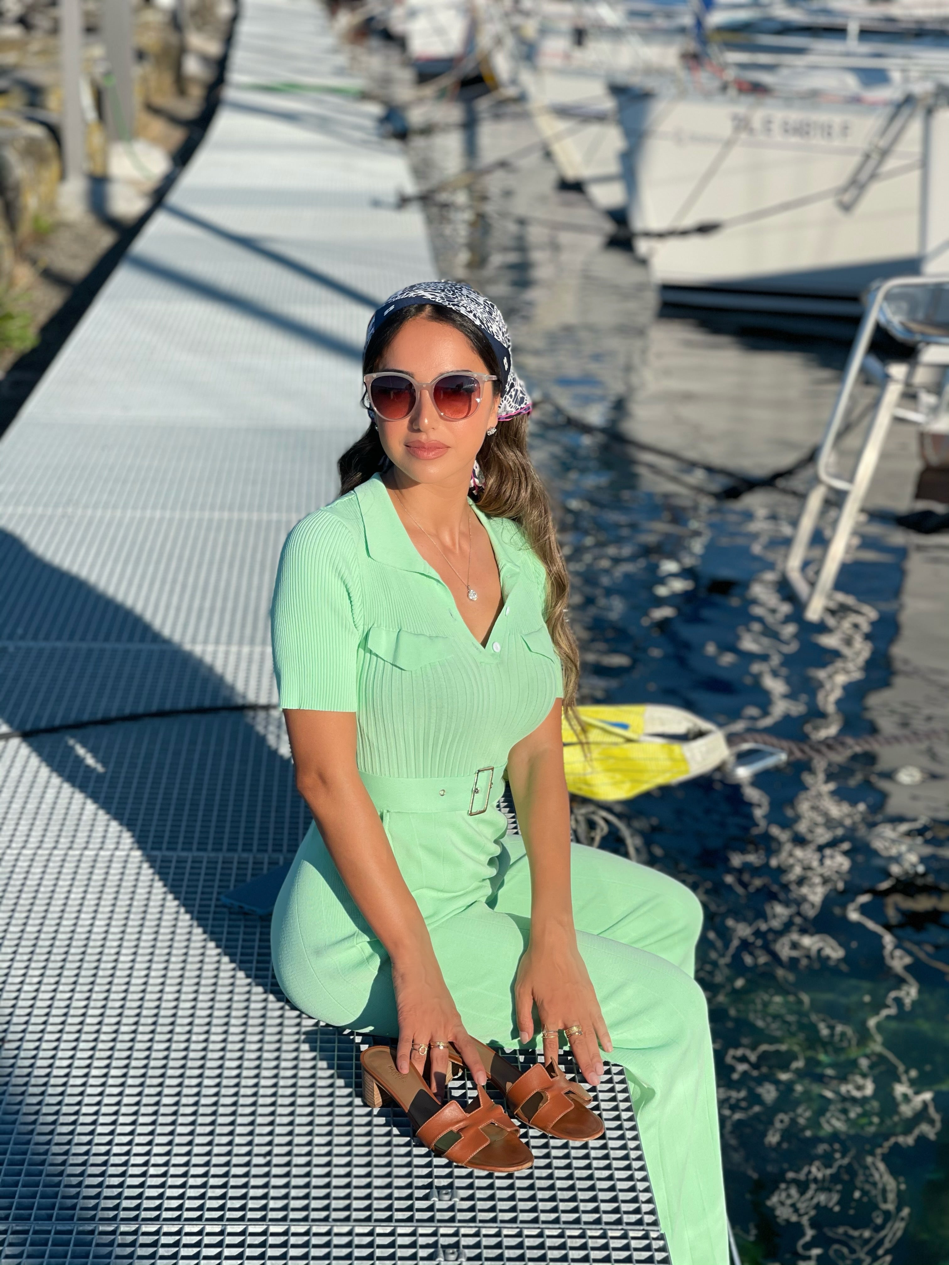 AQUA MINT GREEN KNITTED JUMPSUIT